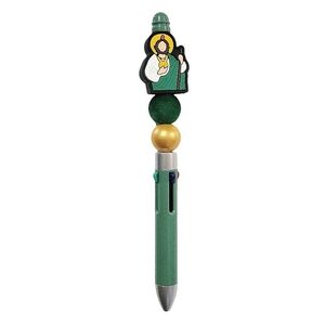 San Judas Tadeo Beaded Ballpoint Retractable 4 In 1 Pen Focal Bead Green